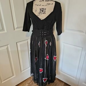 Embroidered Tulle Valentine Hearts Midi Dress